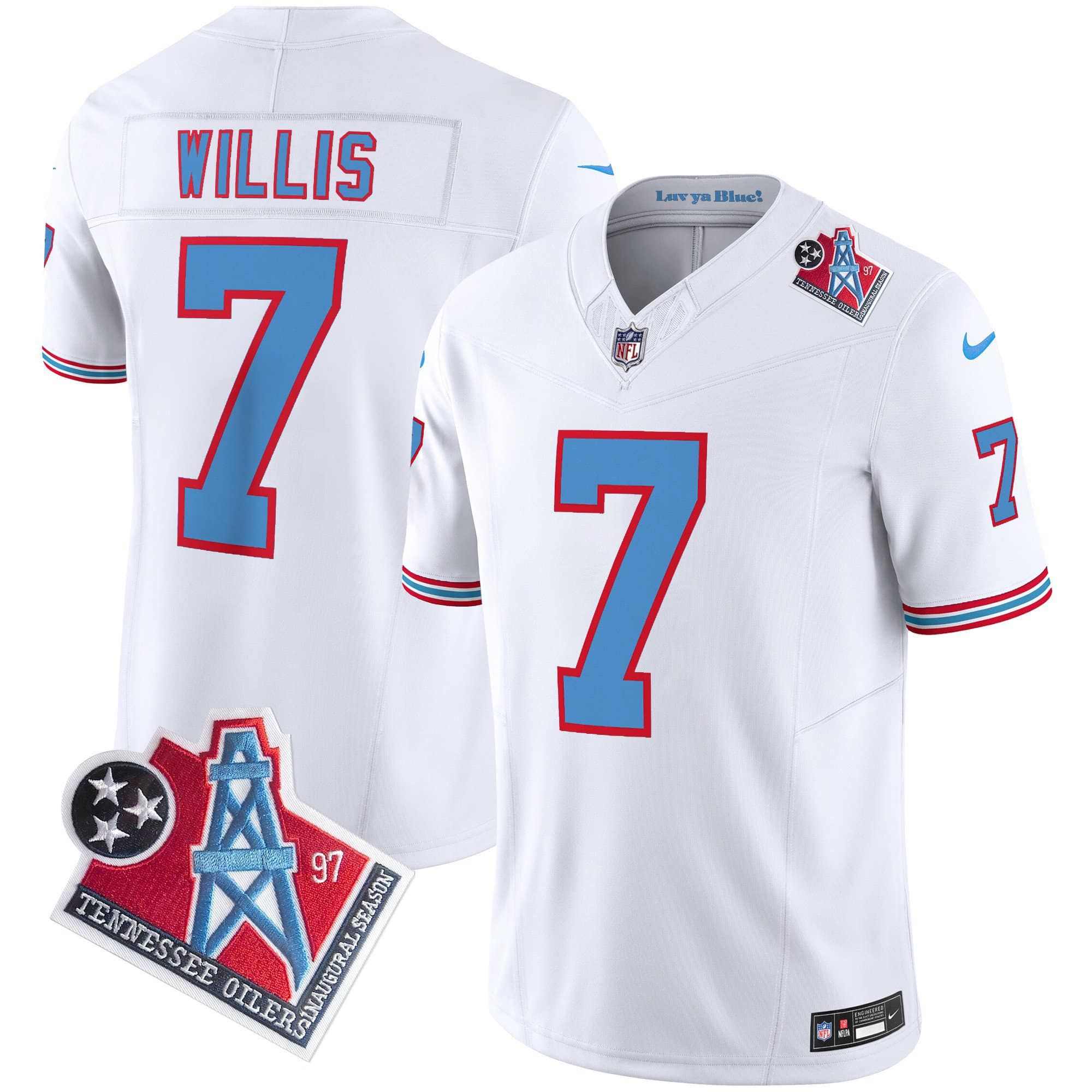 Men Tennessee Titans #7 Willis White 1997 Throwback 2024 Nike Limited Vapor NFL Jersey